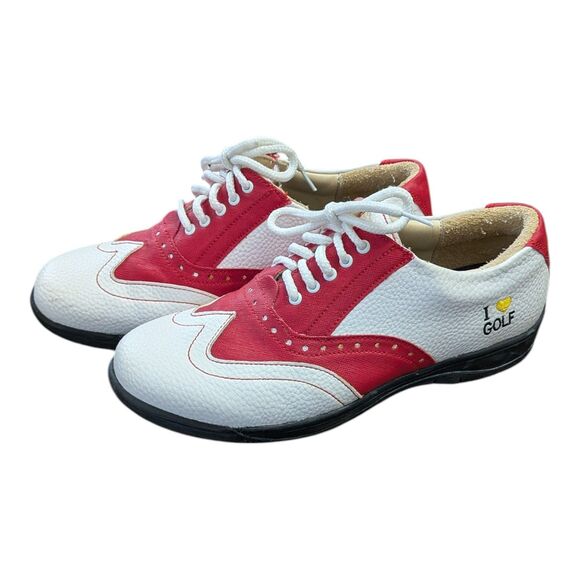 AG by LL Other - I Love Golf Red & White Men's Golf Shoes Spikeless Comfort US Size 9.5/10 MX 27